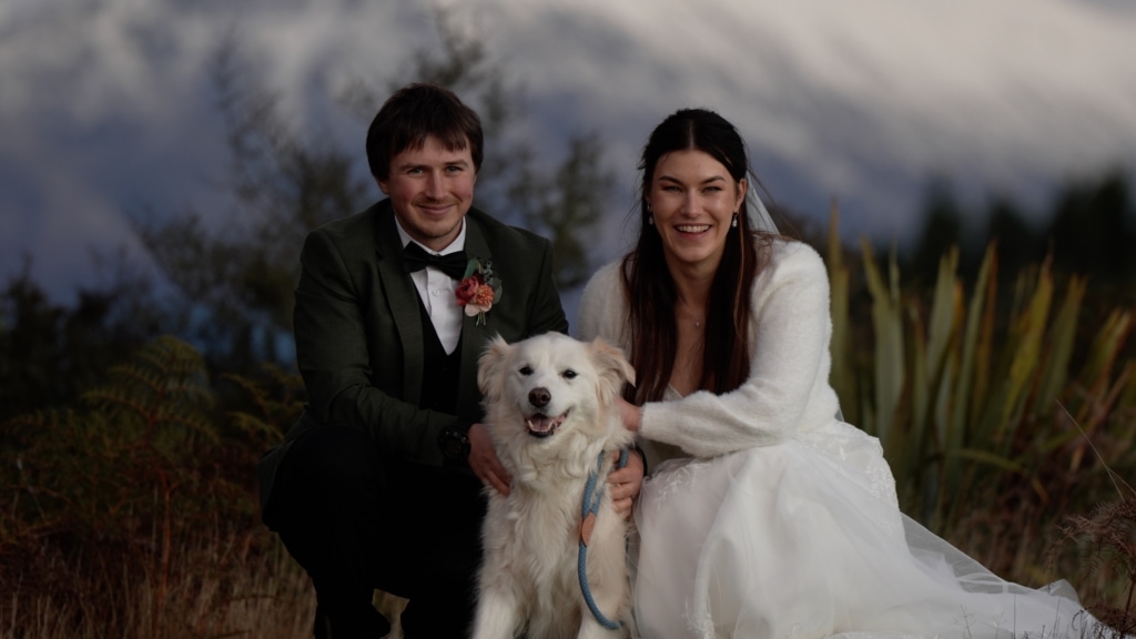 Bride & Groom with their dog